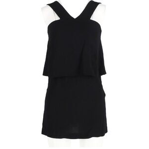Sandro Paris Black Tiered Mini Dress | Gold Zipper Detail | Size 3 (M-L)